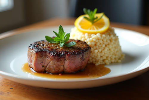 Recette de steak haché et accompagnement : couscous perlé au citron confit